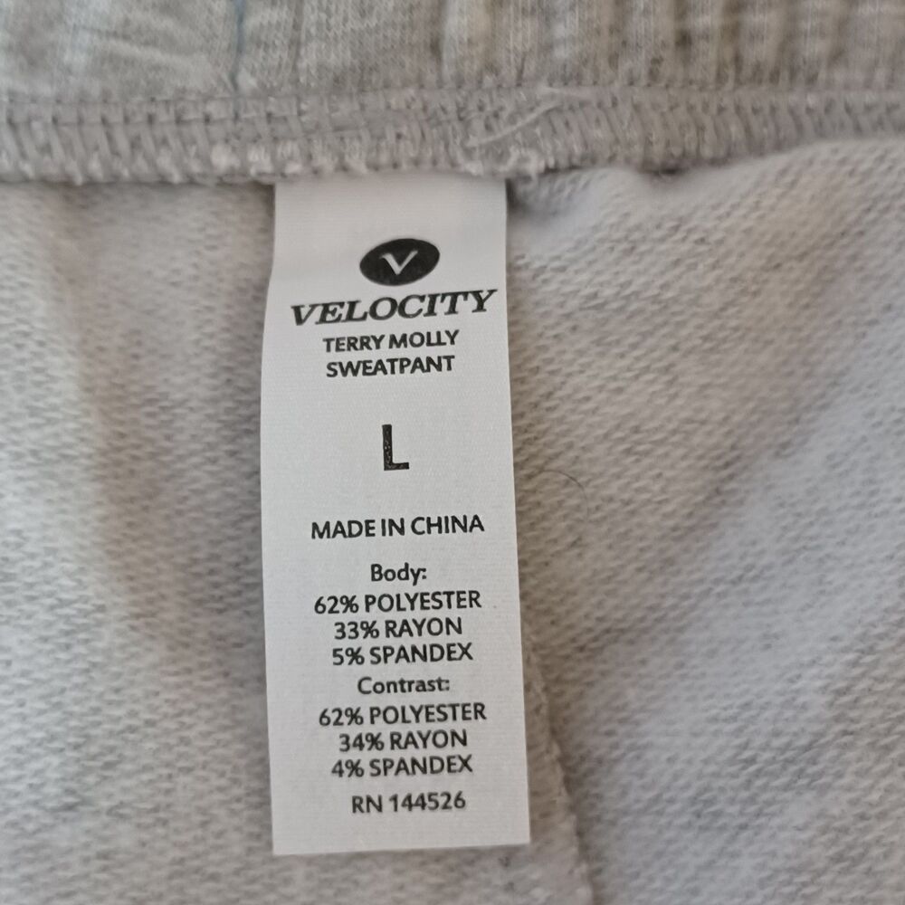 Velocity Terry Molly Women’s L Gray Pintuck Sweatpants Drawstring Pockets NWT - Picture 3 of 12